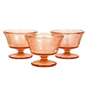 Set of 3 Federal Normandie Pink Sherbets - Depression Glass Dessert Bowl Set